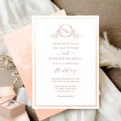 Invitation Peach Watercolor Elegant Monogram Wedding