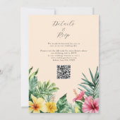 Invitation Peach Watercolor Fleurs tropicales Code QR Mariage (Dos)