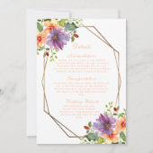 Invitation Peach Watercolor Floral QR Code Mariage Détail (Devant)