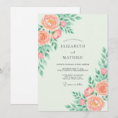 Invitation Peach Whimsical Spring Wedding (Devant / Derrière)
