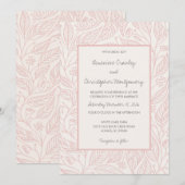 Invitation Peach Whimsy Mariage de feuillage tiré à la main (Devant / Derrière)