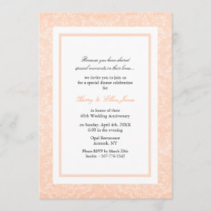 Invitation Peach & White Mariage damassé Anniversaire Invitat