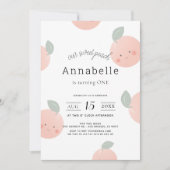 Invitation Peaches & Crème Cute Kawaii Fille 1er Anniversaire (Devant)
