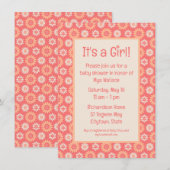 Invitation Peaches & Crème Floral Baby Girl Douche (Devant / Derrière)