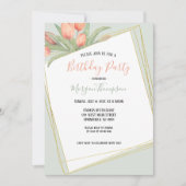 Invitation Peacht rose & Mint Spring Tulips fête d'anniversai (Devant)
