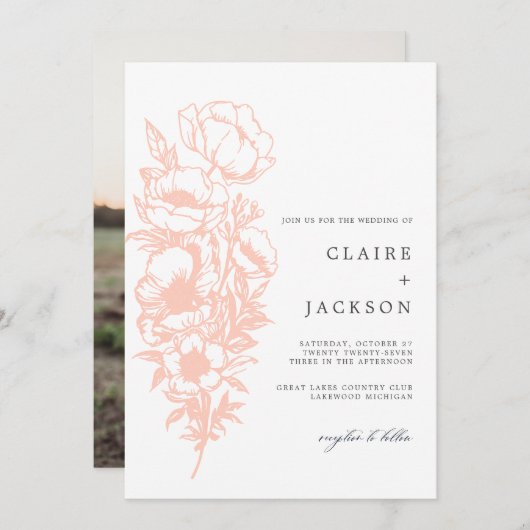 Invitation Peachy Anemone (Devant / Derrière)