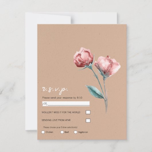Invitation Peachy Beige Aquarelle Mariage floral RSVP (Devant)