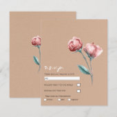 Invitation Peachy Beige Aquarelle Mariage floral RSVP (Devant / Derrière)