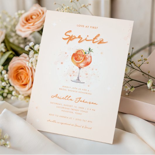 Invitation Peachy Cocktail Love at First Spritz Fête des mari