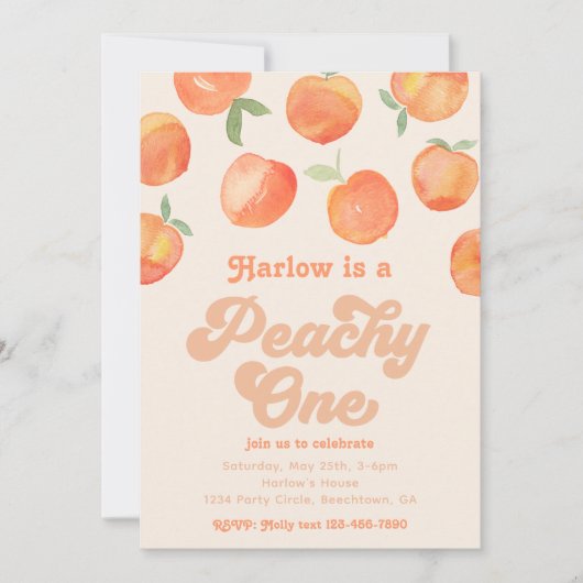 Invitation Peachy One | Invitation d'anniversaire (Devant)