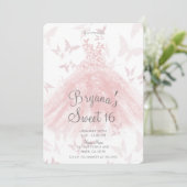 Invitation Peachy rose papillon Danser Robe Douce 16 Partie (Debout devant)