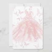 Invitation Peachy rose papillon Danser Robe Douce 16 Partie (Dos)