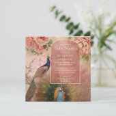 Invitation Peacock Arch Blush Peony Baby shower (Debout devant)