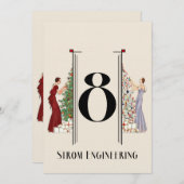 Invitation Peacock Art Déco Flair Noël Tableau Numéro 8 (Devant / Derrière)