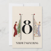 Invitation Peacock Art Déco Flair Noël Tableau Numéro 8 (Devant)