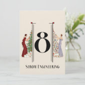 Invitation Peacock Art Déco Flair Noël Tableau Numéro 8 (Debout devant)