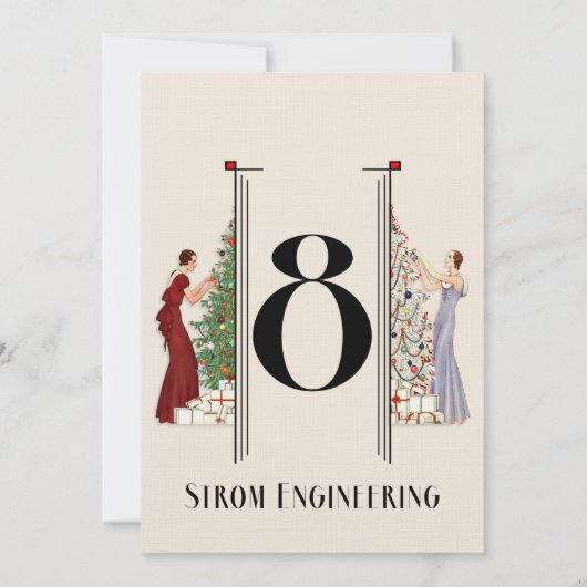 Invitation Peacock Art Déco Flair Noël Tableau Numéro 8 (Dos)