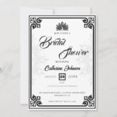 Invitation Peacock Art déco moderne Fête des mariées blanche  (Devant)