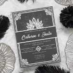 Invitation Peacock Art déco moderne Mariage blanc et noir<br><div class="desc">Inspiré par l'époque Art déco glamour. Cette invitation conviendra parfaitement aux couples à la recherche d'un mariage classique et élégant. Le point central est un paon magnifique, symbolisant la beauté et l'abondance. Contre un arrière - plan noir sophistiqué, les accents blancs immaculés créent un contraste saisissant, ajoutant une touche de...</div>