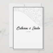 Invitation Peacock Art déco moderne Mariage noir et blanc (Dos)