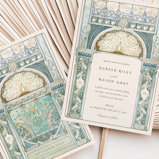 Invitation Peacock Art Nouveau Mariage