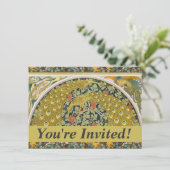 Invitation Peacock Art Nouveau Style rond design complexe (Debout devant)