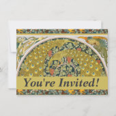Invitation Peacock Art Nouveau Style rond design complexe (Devant)