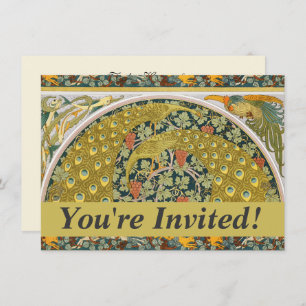 Invitation Peacock Art Nouveau Style rond design complexe