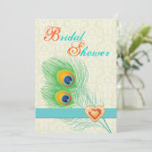 Invitation Peacock bijou coeur mariage douche nuptiale (Debout devant)