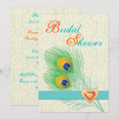 Invitation Peacock bijou coeur mariage douche nuptiale (Devant / Derrière)