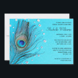 Invitation Peacock Bijoux en plumes Aqua Fête des mariées<br><div class="desc">Elégante plumes de paon et bijoux invitations à la douche nuptiale. Idéal pour une soirée de douches nuptiales à thème plumes paon. Customisez facilement avec les détails de votre fête ! Les dessins sont des illustrations et des graphiques imprimés à plat - PAS DE LA PEUR RÉELLE OU DES BIJOUX....</div>