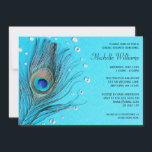 Invitation Peacock Bijoux en plumes Aqua Fête des mariées<br><div class="desc">Elégante plumes de paon et bijoux invitations à la douche nuptiale. Idéal pour une soirée de douches nuptiales à thème plumes paon. Customisez facilement avec les détails de votre fête ! Les dessins sont des illustrations et des graphiques imprimés à plat - PAS DE LA PEUR RÉELLE OU DES BIJOUX....</div>