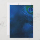 Invitation Peacock Bleu Profond Plumes Mariage moderne (Dos)