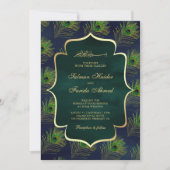 Invitation Peacock bleu vert plumes Mariage musulman (Devant)