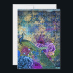 Invitation Peacock bleu violet Abstrait Mariage or<br><div class="desc">Cette belle faire-part de mariage de paon a un beau design sur un côté et de l'art abstrait avec une boîte d'or sur mesure faire votre mariage invite à l'arrière!</div>