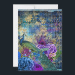 Invitation Peacock bleu violet Abstrait Mariage or<br><div class="desc">Cette belle faire-part de mariage de paon a un beau design sur un côté et de l'art abstrait avec une boîte d'or sur mesure faire votre mariage invite à l'arrière!</div>