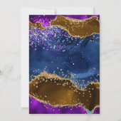 Invitation Peacock bleu & violet Agate & or parties scintilla (Dos)