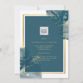 Invitation Peacock Blue Gold Alcohol ENK Chic Wedding Invitat (Dos)