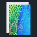 Invitation Peacock Blue Green Feather Texture Mariage d'été<br><div class="desc">Ce design est inspiré par le bel oiseau paon. Cet oiseau symbolise la confiance en soi, l'estime de soi, la dignité, le raffinement, la connaissance, la sexualité, la fierté et la beauté. La combinaison du bleu et du vert et des couleurs cool est parfaite pour l'été et donne un aspect...</div>