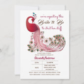 Invitation Peacock Bride 2 Be Struts Her Stuff Fête des marié (Devant)