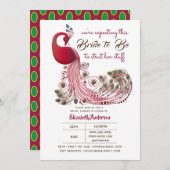 Invitation Peacock Bride 2 Be Struts Her Stuff Fête des marié (Devant / Derrière)