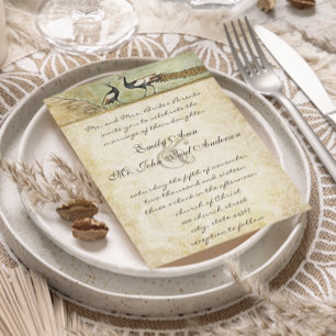 Invitation Peacock Distressed Damask Élégance métallique
