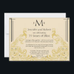 Invitation Peacock Elegance Art Déco Mariage Anniversaire<br><div class="desc">Cette invitation appelée, Elegance avec un anniversaire de Mariage Art Déco, serait une façon dramatique de donner le ton à votre anniversaire de mariage moderne mais élégant. L'arrière - plan est crème avec des accents de cadre art déco, des plumes de paon ou des paons. Ce serait un très beau...</div>