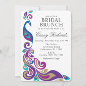 Invitation Peacock Fancy violet et Fête des mariées Turquoise (Devant)