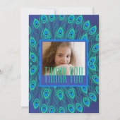 INVITATION PEACOCK FEATHER DÉCORATIVE RÉPÉTER MOTIF BLEU (Devant)