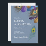 Invitation Peacock Feather Dusty Blue Mariage moderne chic<br><div class="desc">Peacock Feather Mariage Moderne Chic</div>