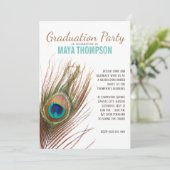 Invitation Peacock Feather Graduation (Debout devant)