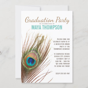 Invitation Peacock Feather Graduation