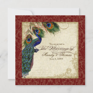 Invitation Peacock & Feather Mariage formel Inviter la Bourgo