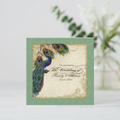 Invitation Peacock & Feather Mariage formel Inviter Vert (Debout devant)